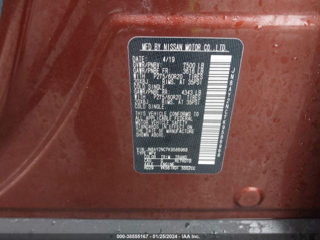 JN8AY2NC7K9586968 Nissan Armada Sl