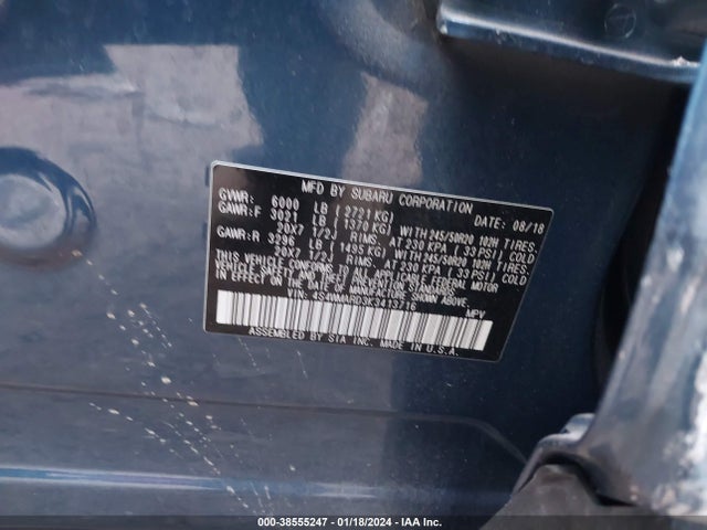 2019 SUBARU ASCENT TOURING VIN: 4S4WMARD3K3413716