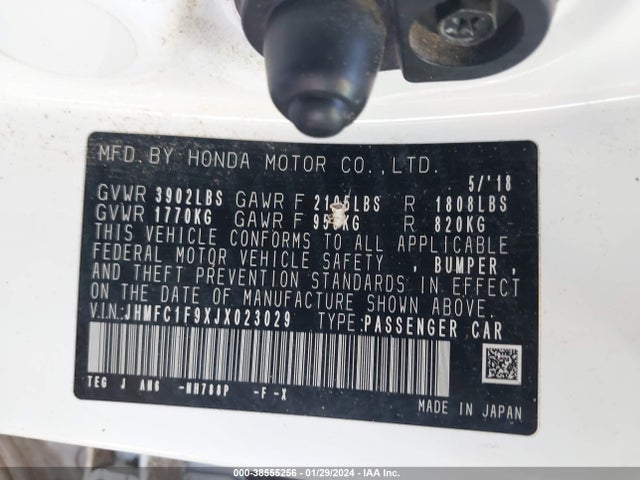 Honda Civic Touring 2018 JHMFC1F9XJX023029 Image 9