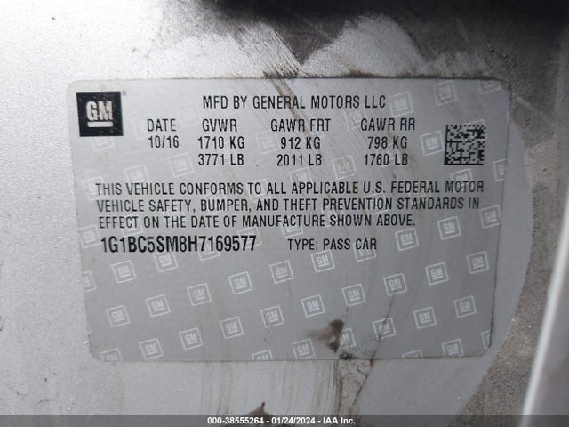 Chevrolet Cruze Ls Auto 2017 1G1BC5SM8H7169577 Image 9