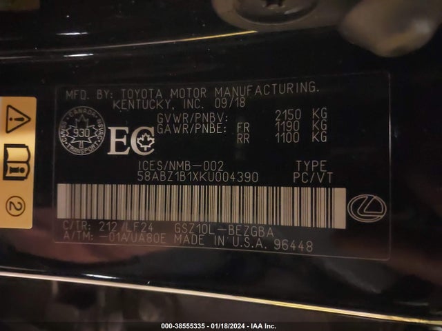 58ABZ1B1XKU004390 Lexus Es 350 F Sport