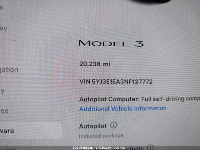 2022 TESLA MODEL 3 5YJ3E1EA3NF137772 Photo 6
