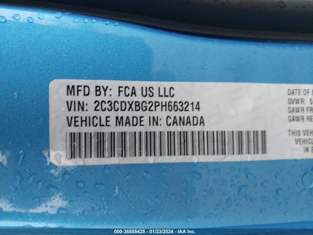 2023 DODGE CHARGER SXT VIN: 2C3CDXBG2PH663214