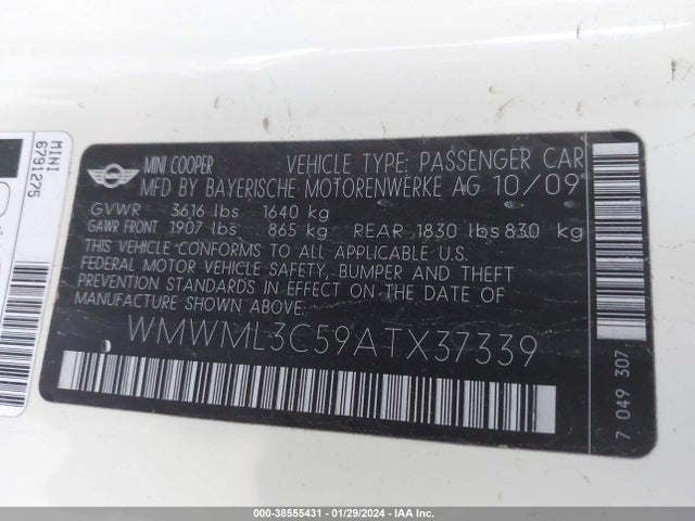 2010 MINI COOPER CLUBMAN WMWML3C59ATX37339 Photo 8