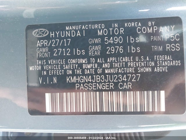 KMHGN4JB3JU234727 Genesis G80 3.3t Sport