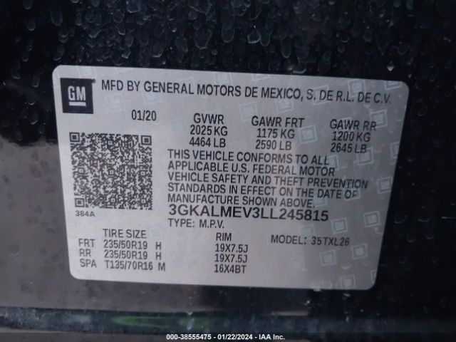3GKALMEV3LL245815 GMC Terrain Fwd Sle