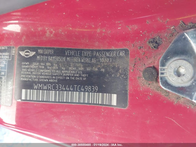 2004 MINI COOPER WMWRC33444TC49839 Photo 8