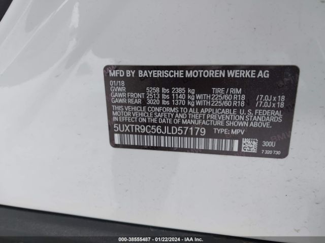 5UXTR9C56JLD57179 BMW X3 Xdrive30i