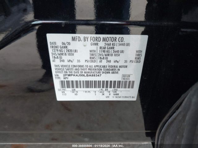 2FMPK4J99LBA88347 Ford EDGE SEL