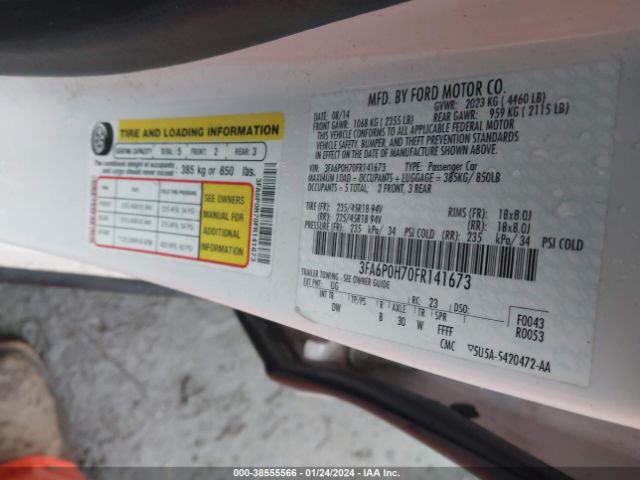 3FA6P0H70FR141673 Ford FUSION SE