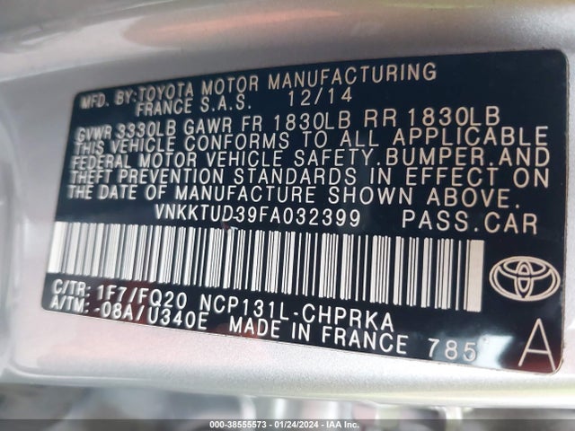 Toyota YARIS L 2015 VNKKTUD39FA032399 Image 9