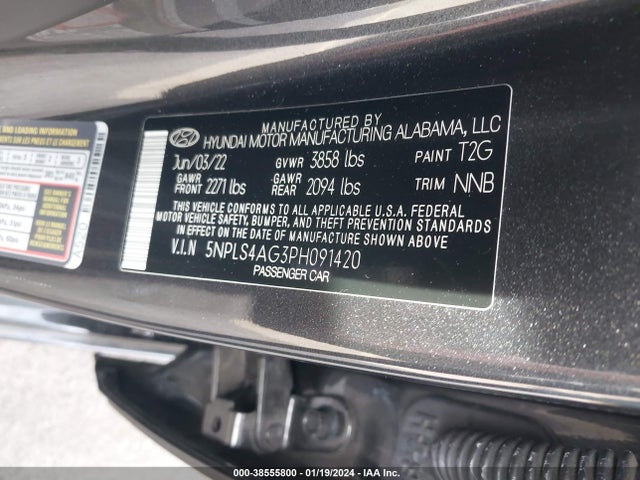 2023 HYUNDAI ELANTRA SEL VIN: 5NPLS4AG3PH091420