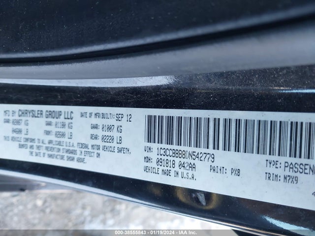 2013 CHRYSLER 200 TOURING VIN: 1C3CCBBB8DN542779