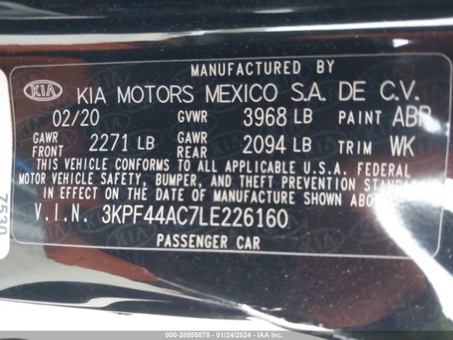 3KPF44AC7LE226160 KIA FORTE GT
