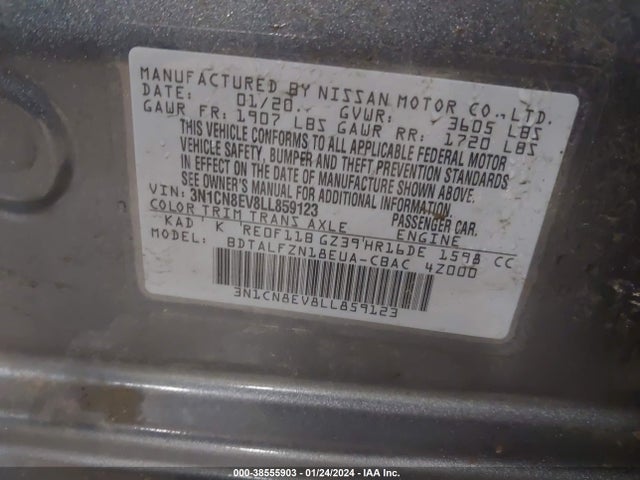 Nissan Versa Sv Xtronic Cvt 2020 3N1CN8EV8LL859123 Image 9