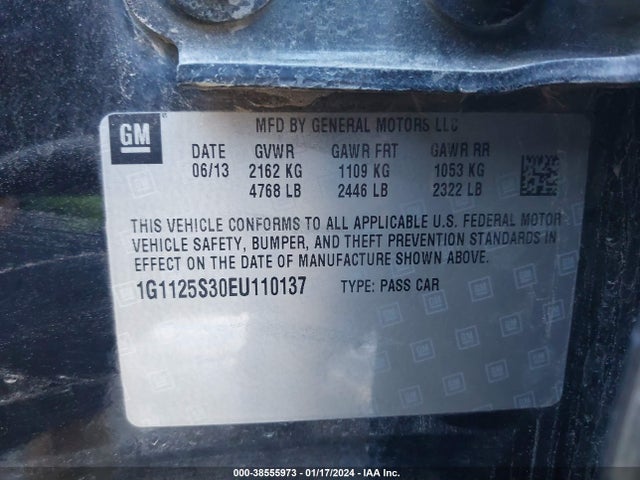 Chevrolet Impala 2lt 2014 1G1125S30EU110137 Image 9