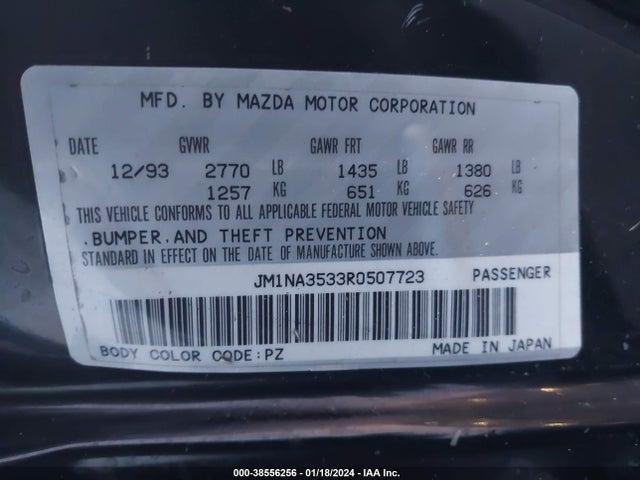 1994 MAZDA MX-5 MIATA VIN: JM1NA3533R0507723