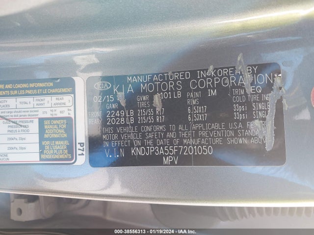 2015 KIA SOUL VIN: KNDJP3A55F7201050