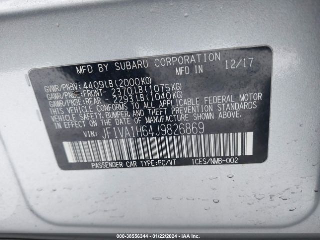 JF1VA1H64J9826869 Subaru Wrx Limited