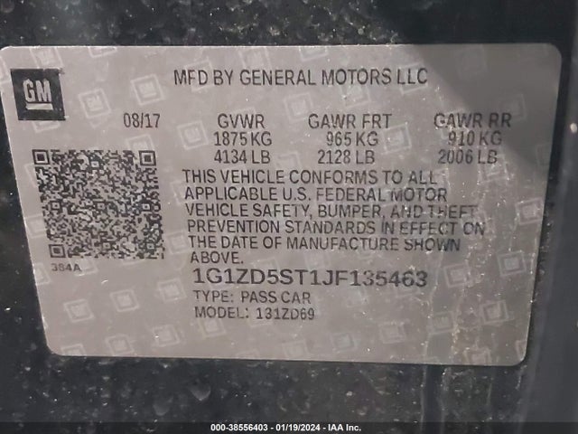 Chevrolet MALIBU LT 2018 1G1ZD5ST1JF135463 Image 9