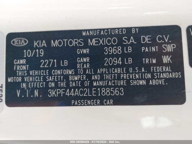 3KPF44AC2LE188563 KIA FORTE GT