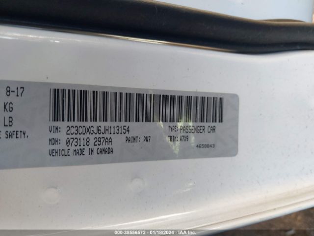 2C3CDXGJ6JH113154 Dodge Charger R/t Scat Pack Rwd