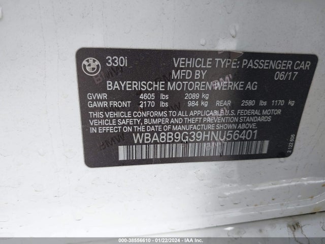BMW 330I 2017 WBA8B9G39HNU56401 Image 9