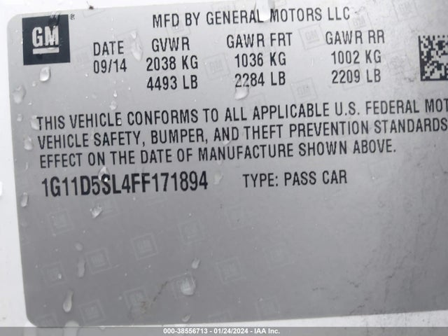 Chevrolet MALIBU 2LT 2015 1G11D5SL4FF171894 Image 9