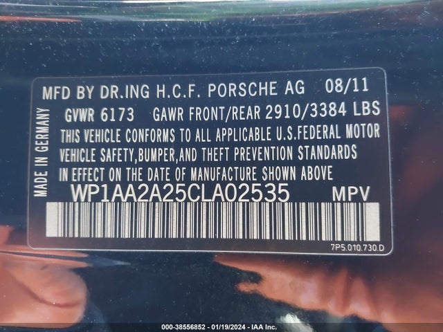 2012 PORSCHE CAYENNE WP1AA2A25CLA02535 Photo 8