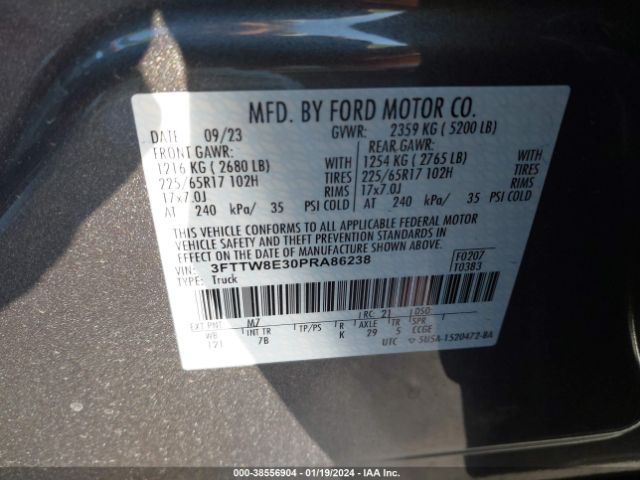 3FTTW8E30PRA86238 Ford Maverick Xlt