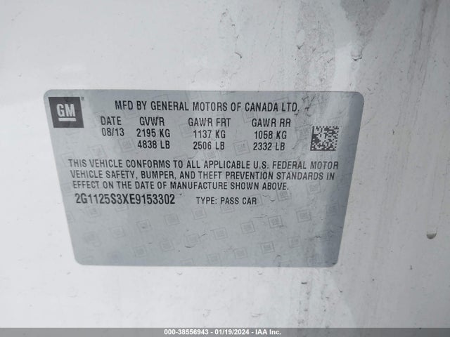 Chevrolet Impala 2lt 2014 2G1125S3XE9153302 Image 9