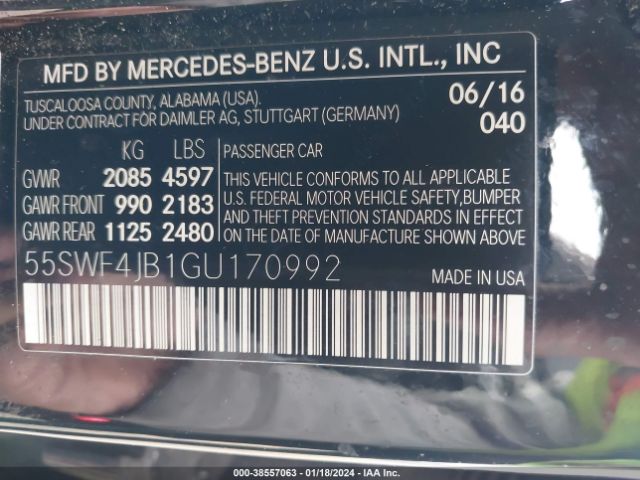 55SWF4JB1GU170992 Mercedes-Benz C 300 Luxury/sport