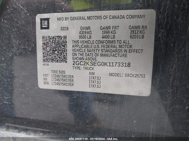 Chevrolet Silverado 2500hd Lt 2019 2GC2KSEG0K1173318 Image 9