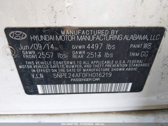 Hyundai SONATA SE 2015 5NPE24AF0FH016219 Image 9