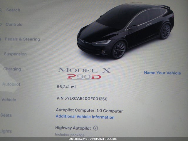 Tesla Model X 60d/p100d/p90d 2016 5YJXCAE40GF001250 Image 9