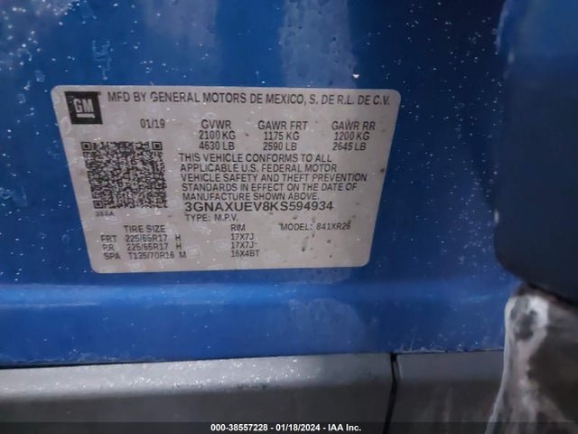 Chevrolet EQUINOX LT 2019 3GNAXUEV8KS594934 Image 9