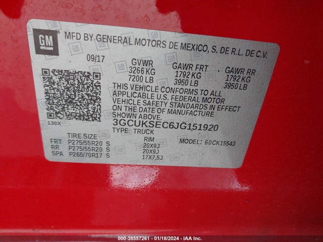 Chevrolet Silverado 1500 1lz 2018 3GCUKSEC6JG151920 Image 9