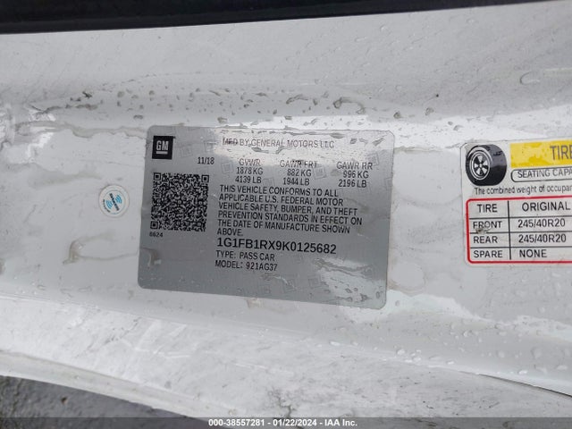 Chevrolet Camaro 1lt 2019 1G1FB1RX9K0125682 Image 9