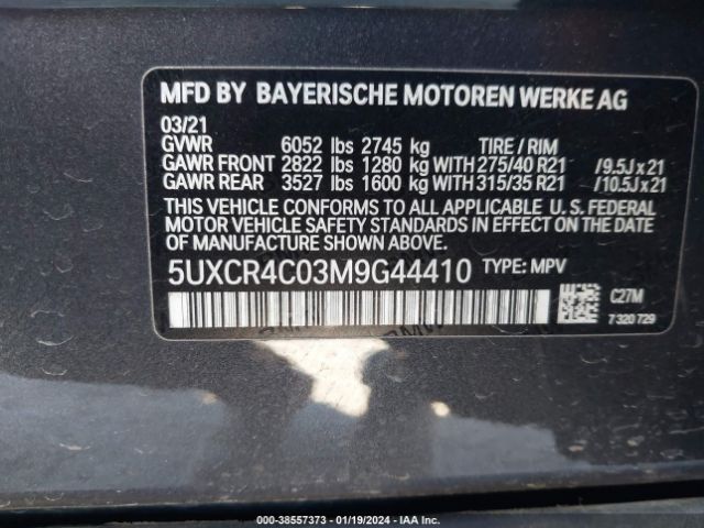 5UXCR4C03M9G44410 BMW X5 Sdrive40i