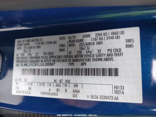 5LMCJ1C91LUL05507 Lincoln Corsair Standard