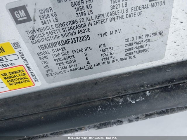 GMC Acadia Sle-2 2015 1GKKRPKD4FJ372035 Image 9