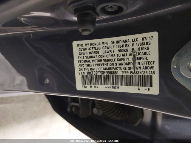 Honda CIVIC EX 2017 19XFC2F7XHE068651 Image 9