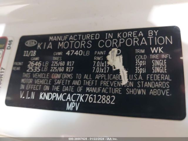 KNDPMCAC7K7612882 KIA Sportage Lx
