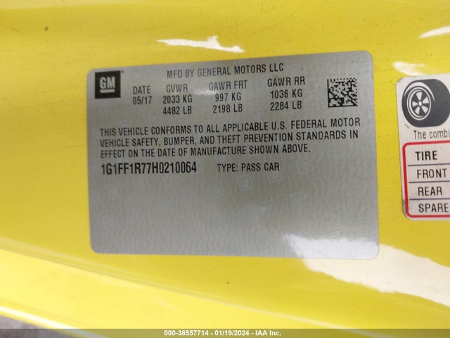 Chevrolet Camaro 1ss 2017 1G1FF1R77H0210064 Image 9