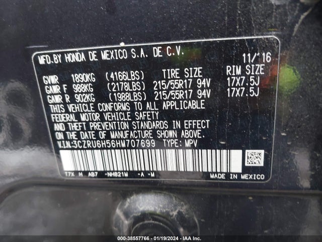 Honda HR-V EX 2017 3CZRU6H56HM707699 Image 9