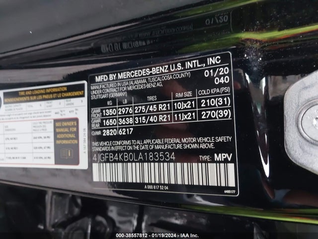 4JGFB4KB0LA183534 Mercedes-Benz Gle 350 4matic