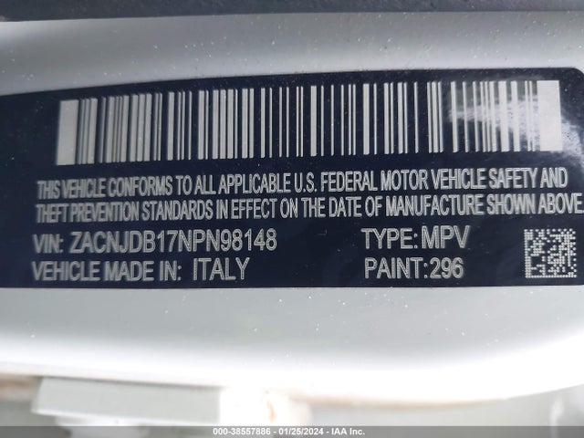 ZACNJDB17NPN98148 Jeep Renegade Latitude 4x4