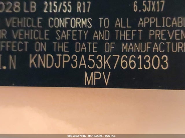 KIA SOUL + 2019 KNDJP3A53K7661303 Image 9