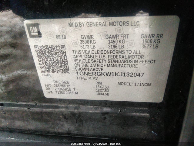Chevrolet Traverse 1lt 2019 1GNERGKW1KJ132047 Image 9