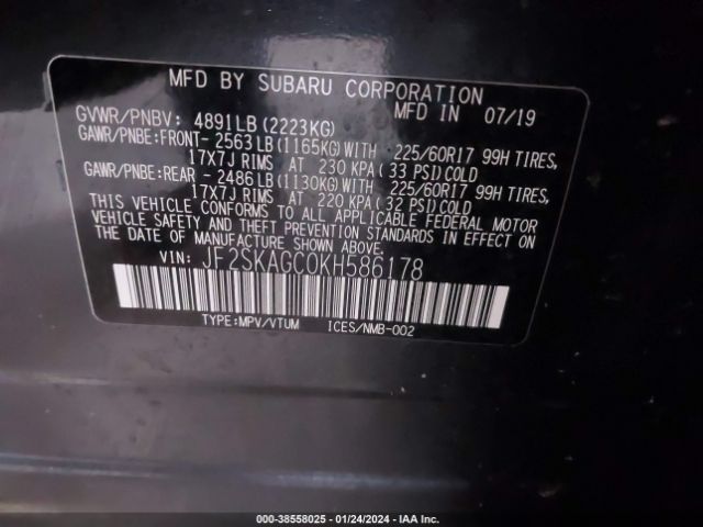 JF2SKAGC0KH586178 Subaru Forester Premium